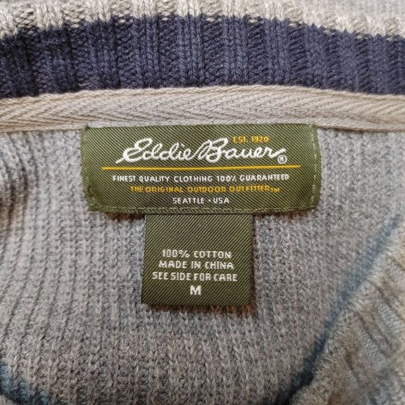 EDDIE BAUER Womens M Gray Long Sleeve Knit Pullover Sweater Ribbed Neckline - Picture 3 of 3